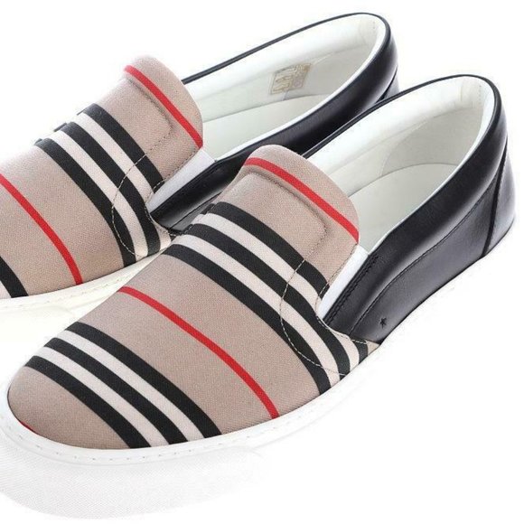 Burberry Black Leather & Icon Stripe/Check AMF Thompson Icon Men's Sneakers - Picture 1 of 7